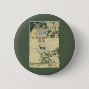 Bóton Redondo 5.08cm Muro do Jardim Jessie Willcox Smith, Crianças Vint