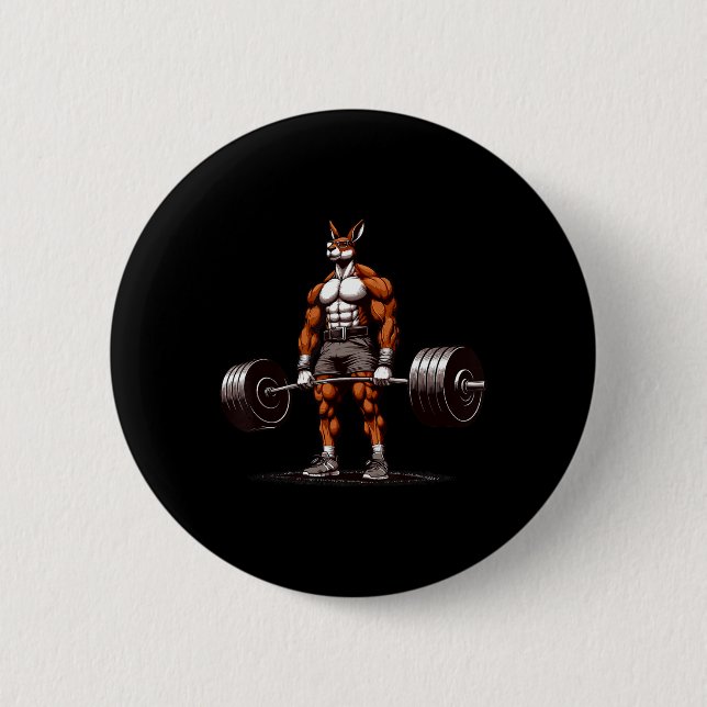 Bóton Redondo 5.08cm Muscle Kangaroo Deadelevando Engraçado Gym Weeleva (Frente)