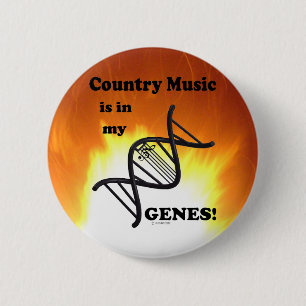 Bóton Redondo 5.08cm Música country está em meus genomas