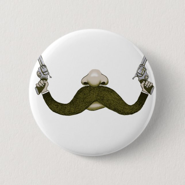 Bóton Redondo 5.08cm Mustache Cowboy (Frente)