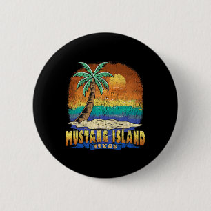 Bóton Redondo 5.08cm Mustang Island Texas Vintage angustiou Souvenir