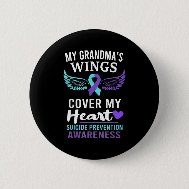 Bóton Redondo 5.08cm My Grandma's Wings Cover Heart Suicide Awareness R (Frente)