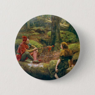 Bóton Redondo 5.08cm Na Floresta de Arden, c. 1892 por John Collier