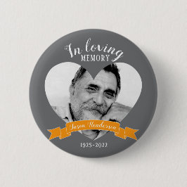 Bóton Redondo 5.08cm Na memória amorosa, foto cardíaca nome laranja bot