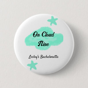 Bóton Redondo 5.08cm Na nuvem nove nuvens verde pastel estrela despedid