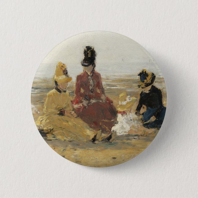 Bóton Redondo 5.08cm Na praia, Trouville| 1887 (Frente)