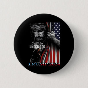 Bóton Redondo 5.08cm Nação Sob Deus Trump 2024 Deus Bandeira Americana