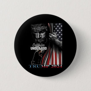 Bóton Redondo 5.08cm Nação Sob Deus Trump 2024 God American Flag 1