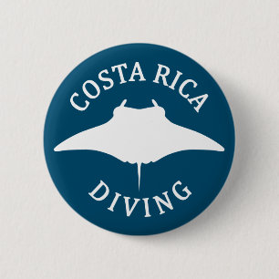 Bóton Redondo 5.08cm Nadar Com Manta Ray - Divisor Costa Rica Scuba