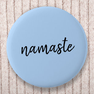 Bóton Redondo 5.08cm Namastê Saltação Espiritual de Yoga Azul Past