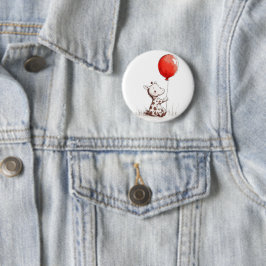 Bóton Redondo 5.08cm Namorada Adorável com crachá de Balão Vermelho