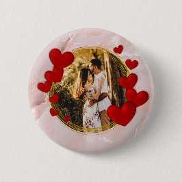 Bóton Redondo 5.08cm Namorados Elegantes, Amor, Coração Vermelha do Ani