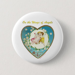 Bóton Redondo 5.08cm Namorados Vitoriano sobre os Anjos dos Dons dos An