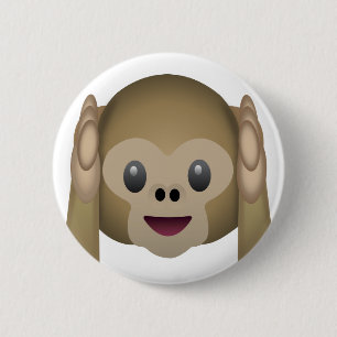 Bóton Redondo 5.08cm Não ouça nenhum macaco mau Emoji