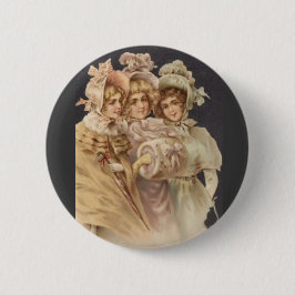 Bóton Redondo 5.08cm Natais vintages Pretos Vitorianos Crachá do Botão