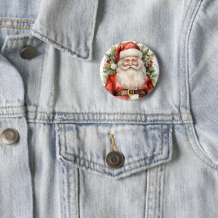 Bóton Redondo 5.08cm Natais vintages que Santa Claus sorri