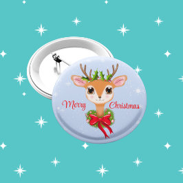 Bóton Redondo 5.08cm Natal Agradável Renas Retro 