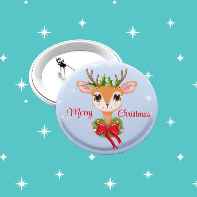 Bóton Redondo 5.08cm Natal Agradável Renas Retro  (Criador carregado)