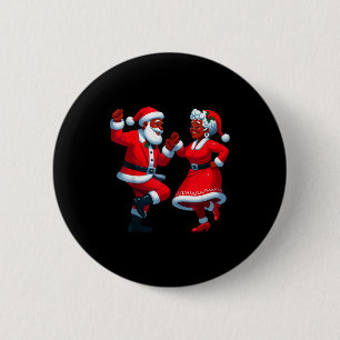 Bóton Redondo 5.08cm Natal Dançando Preto Santa Americano Negro Sra