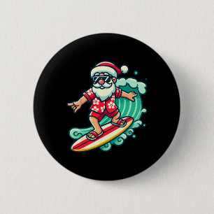 Bóton Redondo 5.08cm Natal do Papai Noel Surfista Férias Tropicais de N