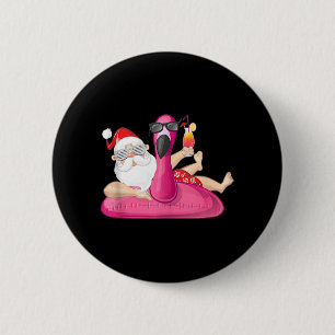 Bóton Redondo 5.08cm Natal em julho Papais noeis Hawaii Flamingo Summer