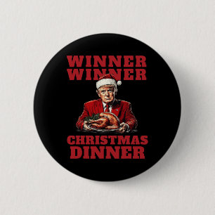 Bóton Redondo 5.08cm Natal Humorístico Trump - Vencedor Vencedor Natal