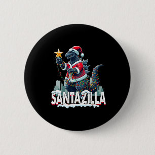 Bóton Redondo 5.08cm Natal Kaiju Santazilla Monstro Japonês Dinossauro