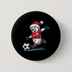 Bóton Redondo 5.08cm Natal Papai Noel Boneco de Neve Jogando Futebol Di