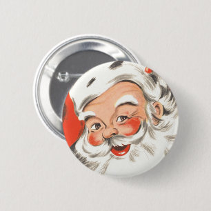 Bóton Redondo 5.08cm Natal vintage, Papai Noel alegre com sorriso