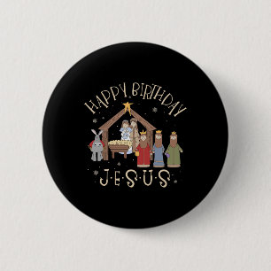 Bóton Redondo 5.08cm Natividade Feliz aniversário Jesus Natal Natividad