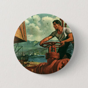 Bóton Redondo 5.08cm Negócio do vintage, navio de petroleiro do óleo