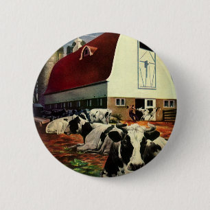 Bóton Redondo 5.08cm Negócio do vintage, vacas de leite de Holstein na