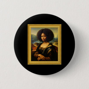Bóton Redondo 5.08cm Negra Mona Lisa Afro Rainha Africana Preto Sua
