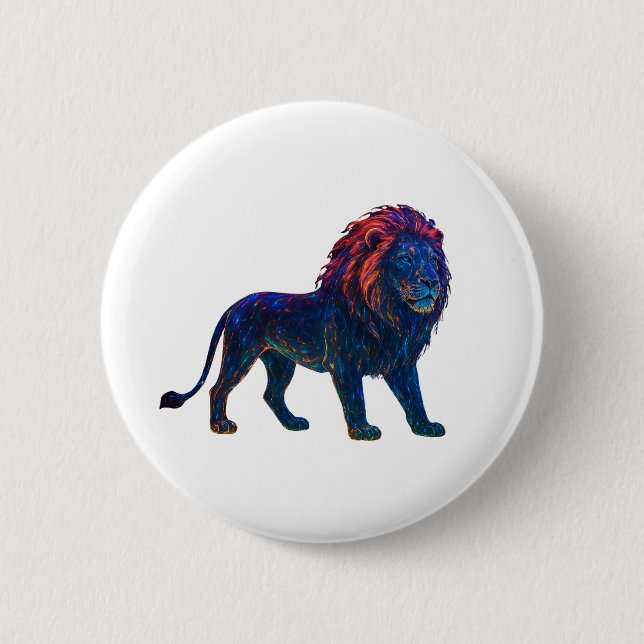 Bóton Redondo 5.08cm Neon Colorful Lion Art (Frente)