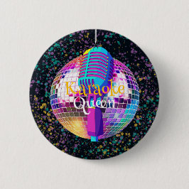 Bóton Redondo 5.08cm Neon Disco Ball Karaoke Queen Birthday Gift