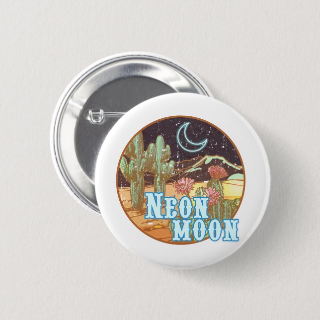 Bóton Redondo 5.08cm Neon Moon Retro Western (Frente & Verso)