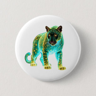 Bóton Redondo 5.08cm Neon Panther: Arte sobre a vida selvagem com brilh