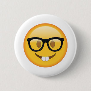 Bóton Redondo 5.08cm Nerd com vidros - Emoji