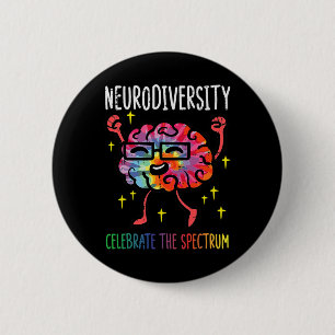 Bóton Redondo 5.08cm Neurodiversidade Cérebro Autismo Sensibilização e 