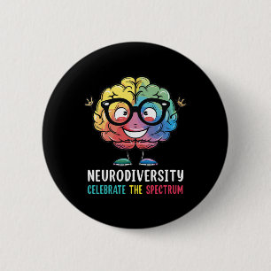 Bóton Redondo 5.08cm Neurodiversidade Cérebro Autismo Sensibilização e 