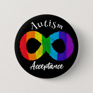 Bóton Redondo 5.08cm Neurodiversity Autismo Aceitação do Arco-Íris