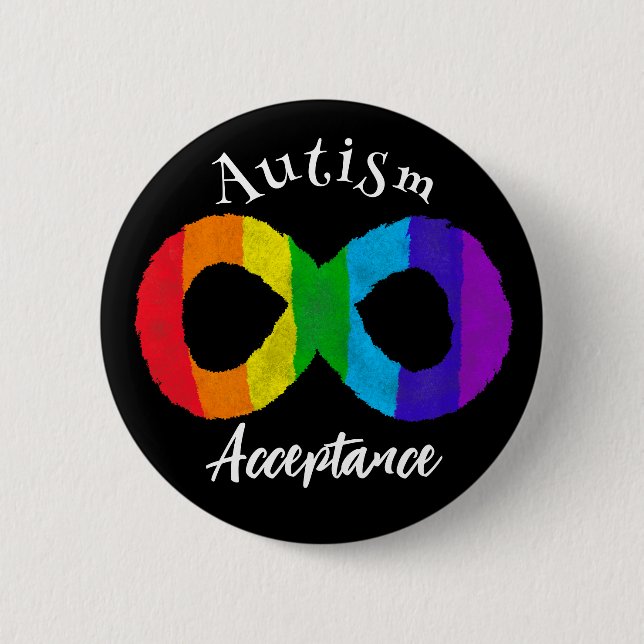 Bóton Redondo 5.08cm Neurodiversity Autismo Aceitação do Arco-Íris (Frente)