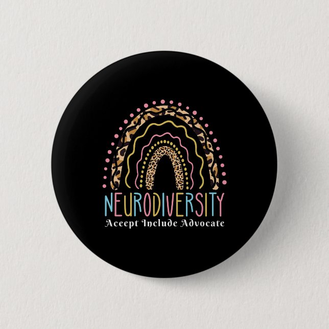 Bóton Redondo 5.08cm Neurodiversity Rainbow Accept Advocate Autismo Do  (Frente)