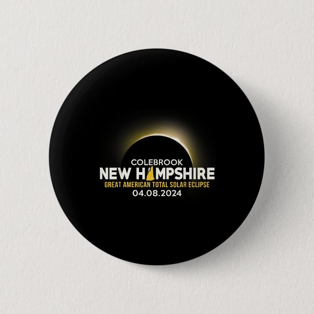 Bóton Redondo 5.08cm New Hampshire Nh Total Eclipse Solar 2024 (Frente)