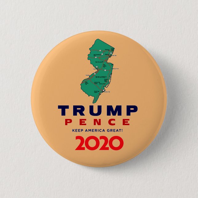 Bóton Redondo 5.08cm New Jersey for Trump Pence 2020 (Frente)