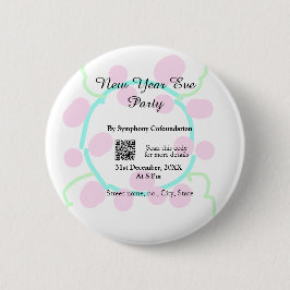 Bóton Redondo 5.08cm New year eve party scan QR RSVP name pink blue 