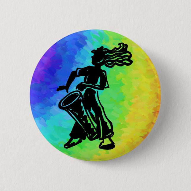 Bóton Redondo 5.08cm New York Boogie Nights Drum Rainbow (Frente)