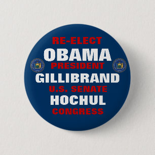Bóton Redondo 5.08cm New York para Obama Gillibrand Hochul