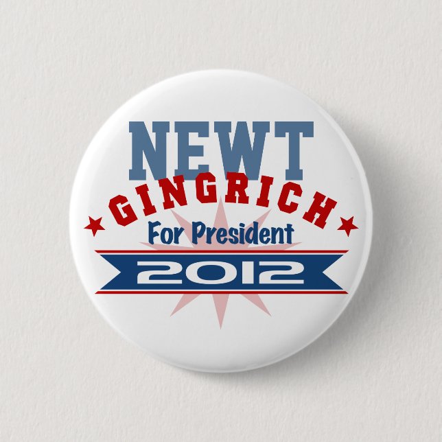Bóton Redondo 5.08cm Newt Gingrich 2012 (Frente)