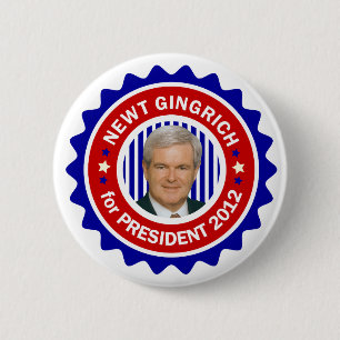 Bóton Redondo 5.08cm Newt Gingrich para o presidente 2012 dos E.U.